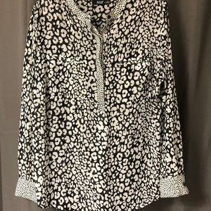 Women’s Black & White Animal Print Sheer Blouse